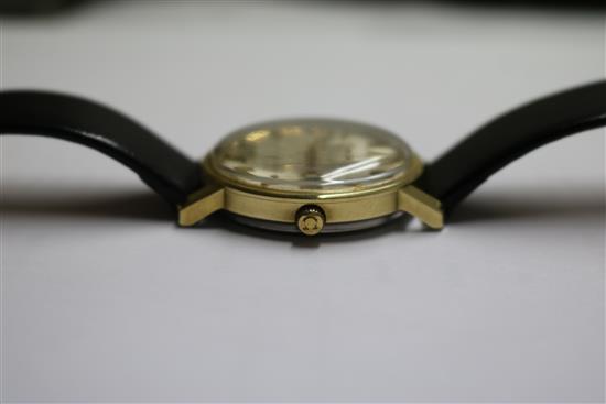 A gentlemans 1960s? steel and gold plated Omega Constellation automatic wrist watch.